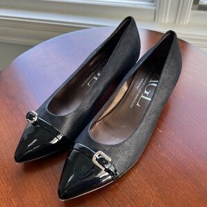 AGL Attilio Giusti Leombruni Belted Block Heel Pump 36.5 - Black - Preowned